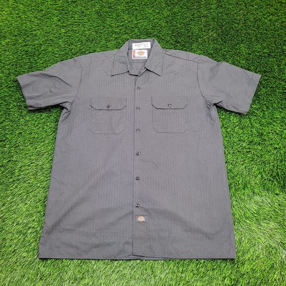 DICKIES Utility Button Shirt L/XL 24x33 Extra-Baggy Gray - Picture 1 of 12